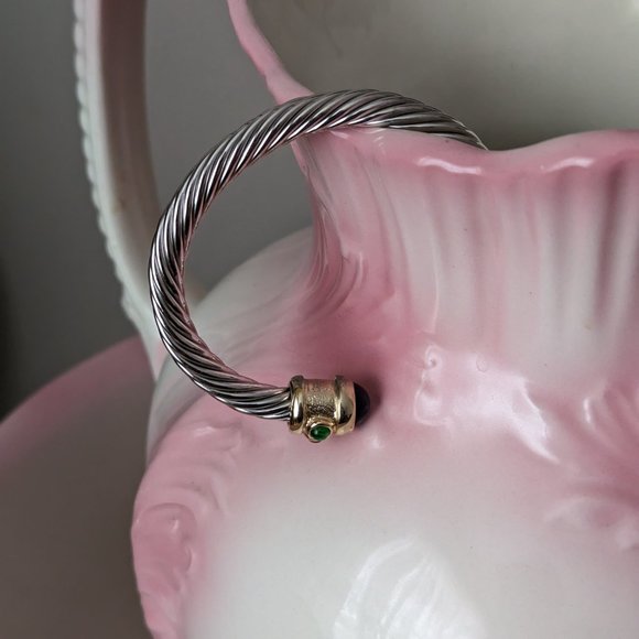 Twisted Silver tone cuff / bangle bracelet - Picture 3 of 4